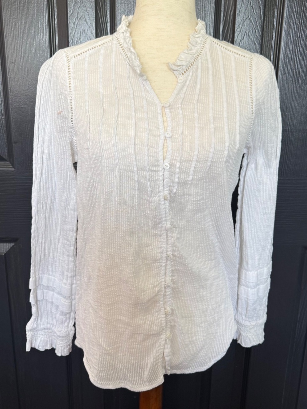 Faherty Willa Top Organic cotton white bohemian peasant blouse - Picture 7 of 14